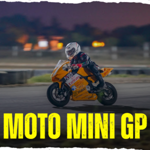 Mini Moto GP pocket bike racing on the Monster Experience Go Kart track in Dubai