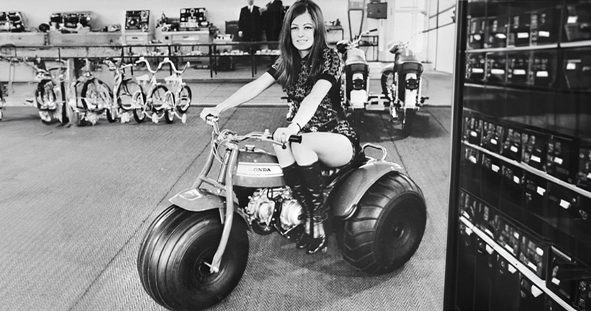 A girl in Austria three wheeled Honda 69 ATV in 1971