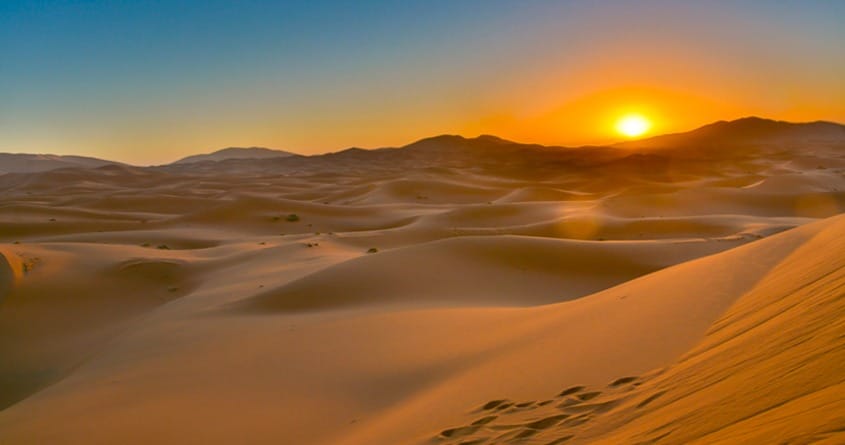 golden sunsert in dubai desert