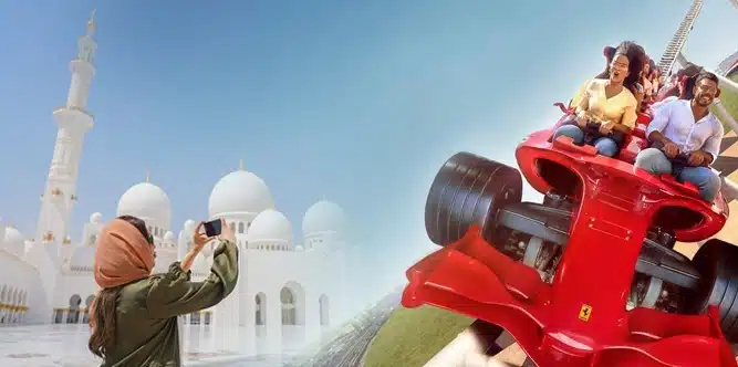 what to do in abu dhabi on a day trip? grand mosque visit and ferrari world